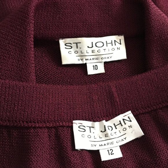 BEAUTIFUL st john collection knit burgundy jacket skirt suit size 10 12 - Picture 10 of 10